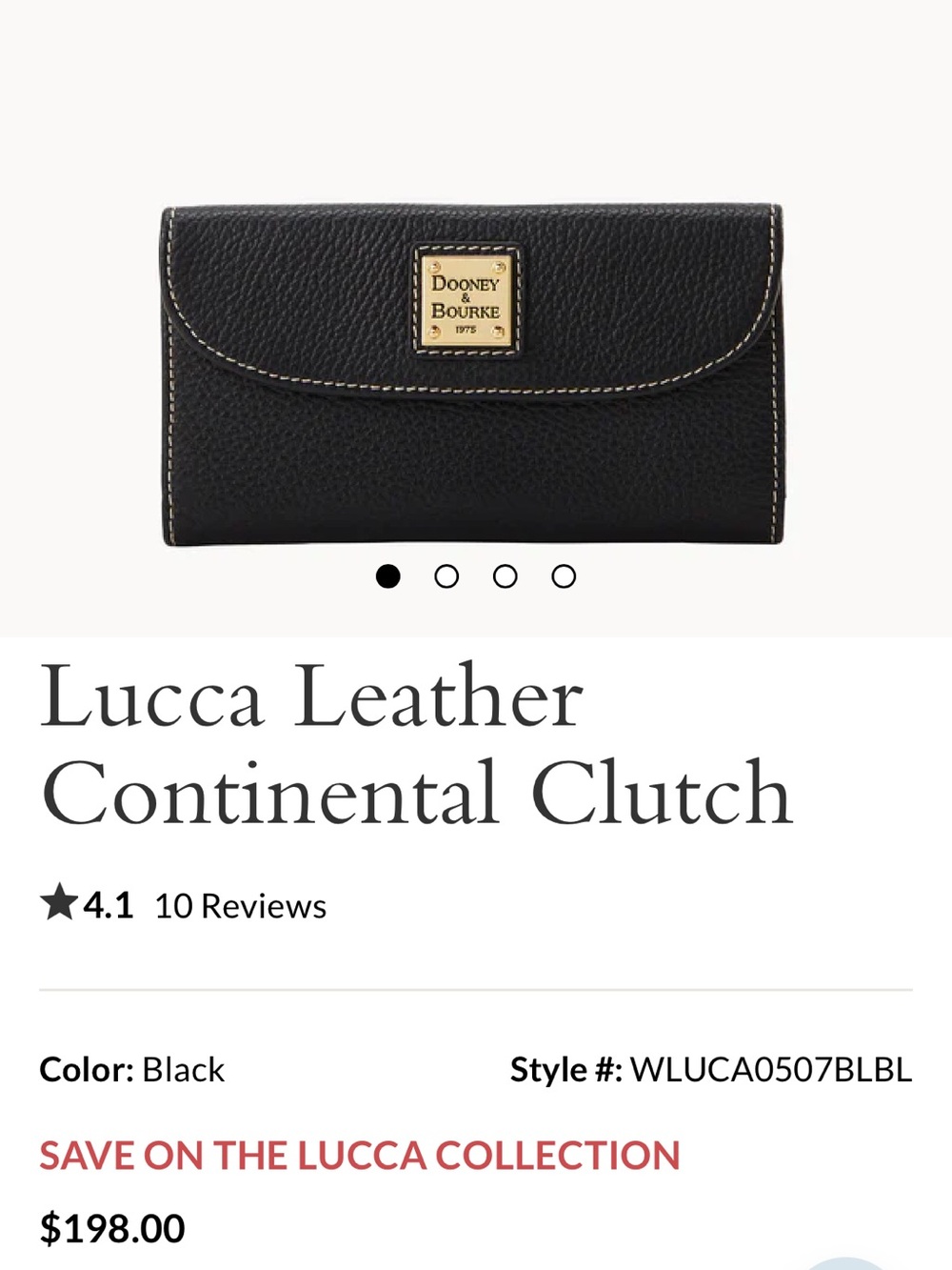 Dooney & Bourke Black Pebbled Leather Fold Wallet with Plaque